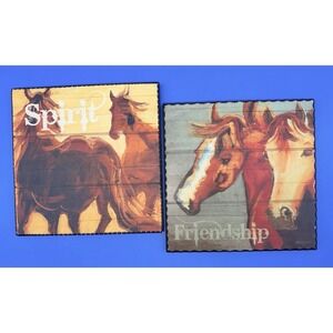 Diane Whitehead Big Sky Carvers Spirit Friendship Horse Wall Plaques Set of 2